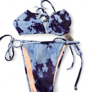 SHEIN Blue Tie-Dye Bikini Set